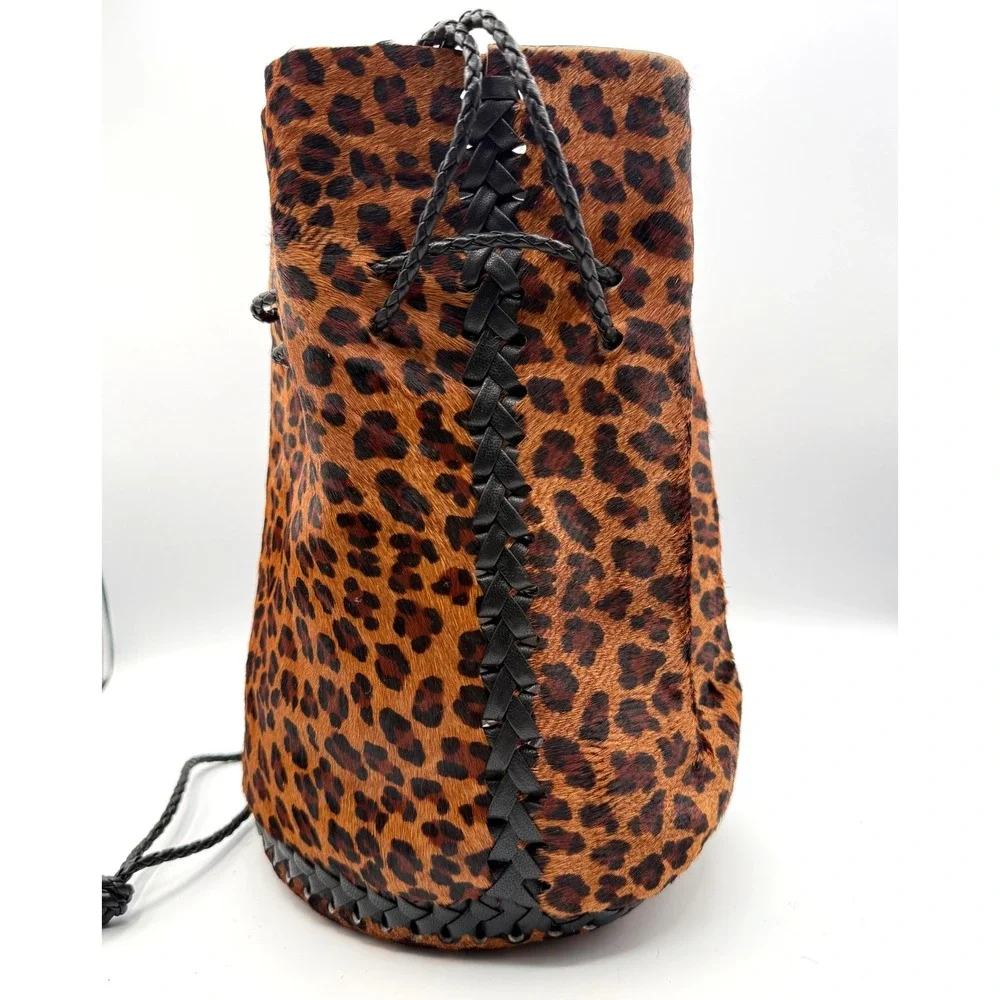 Wendy Nichol Leopard Pony Hair‎ Leather Limited Edition Bullet Bag Backpack RARE
